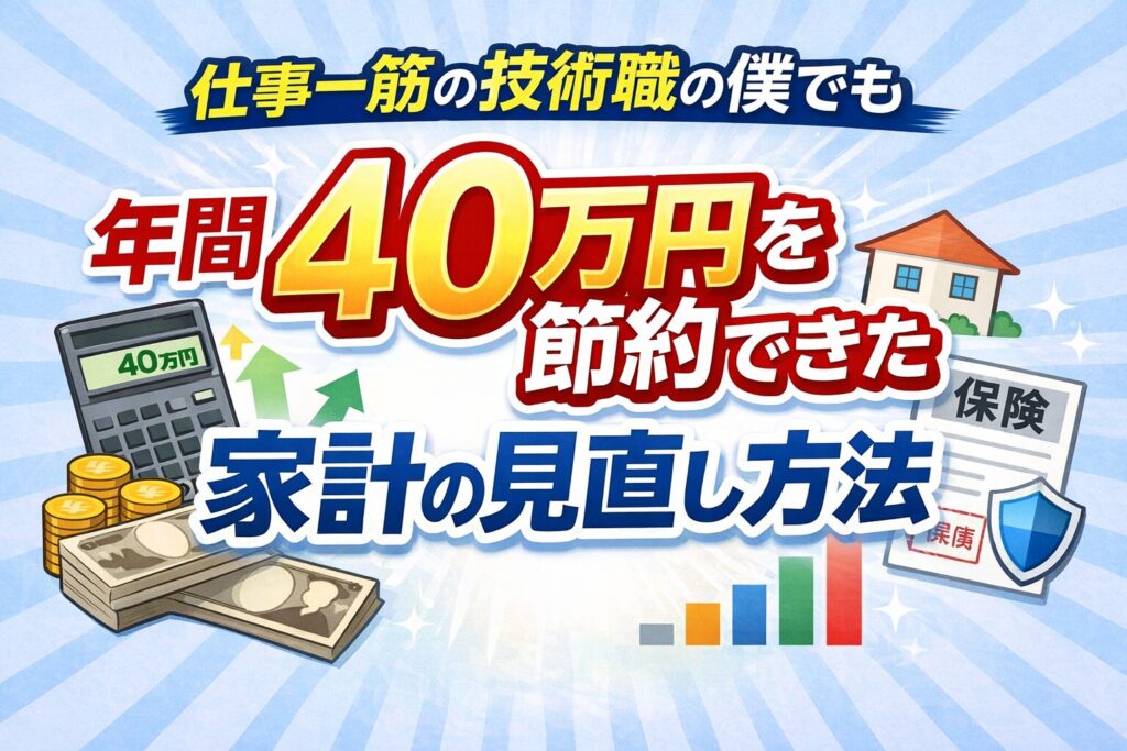 仕事一筋の技術職が家計見直しで年間40万円を節約したイメージイラスト